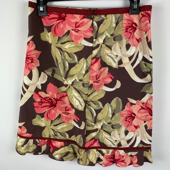 The Limited sz 4 Floral Skirt A Line Brown Pink - Picture 3 of 4